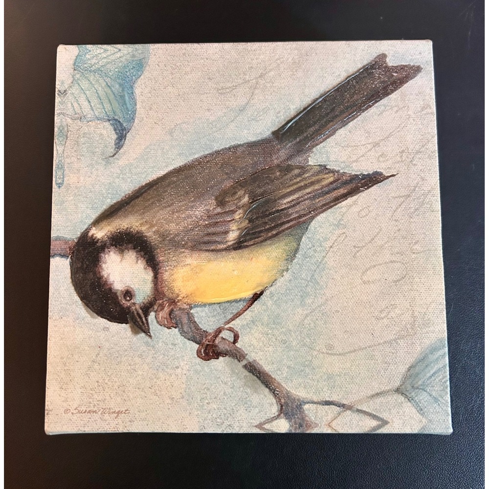 Susan Winget Bird Canvas Wall Art Chickadee Print Square Nature Decor 2015 8"x8"